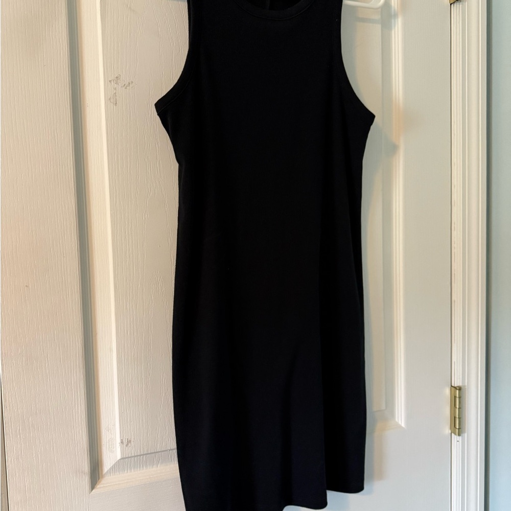 Ribbed form fitting black dress